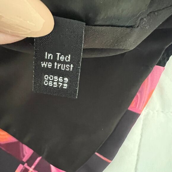 TED BAKER LONDON Jasmaii Pink and Black Geometric Print Panel Dress Ted sz 1 - Picture 4 of 10